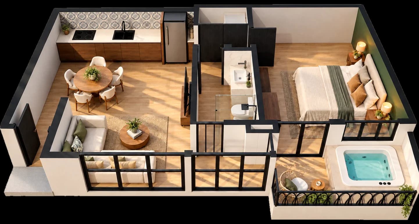 Planta en 3D del Bígaro