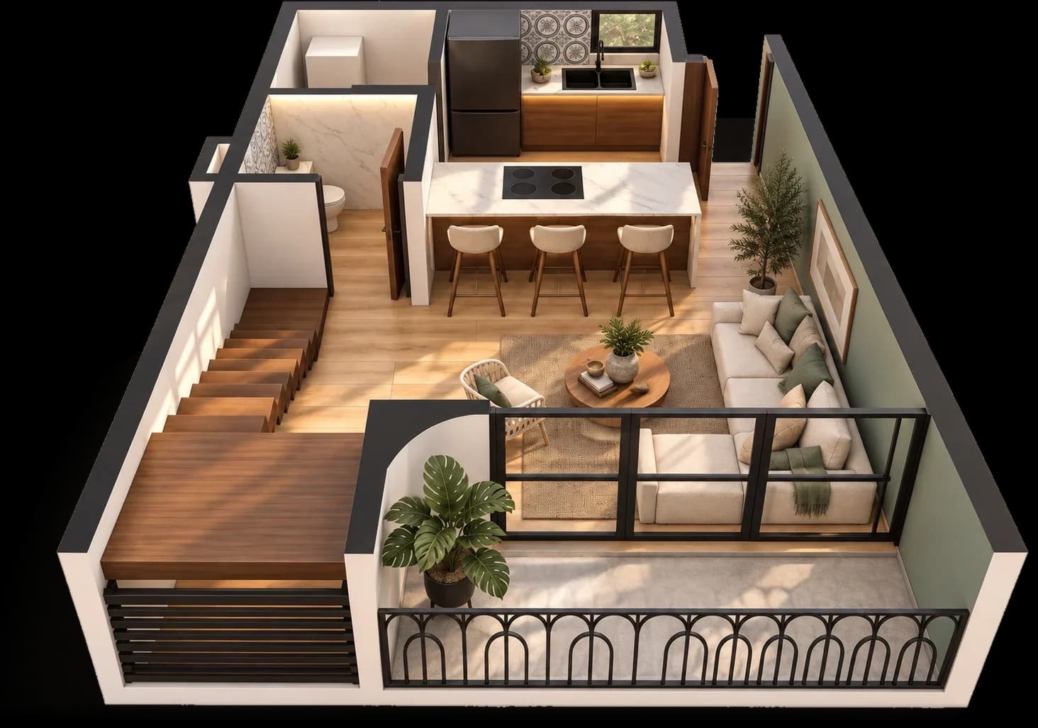 3D floor plan of the Strómbus, lower level